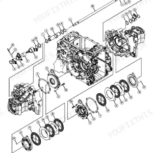 Brake assembly component location drawing with its lettered parts legend