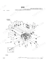 john-deere-350d-400d-articulated-dump-truck-parts-catalog-pc9106-hydraulic-parts-434.webp John Deere 350D, 400D exploded view of the hydraulic oil manifold block and accumulator assembly with numbered parts.