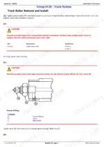 john-deere-350dlc-excavator-repair-manual-tm2360-procedures-57.webp John Deere 350DLC track roller removal and install procedure, including grease fitting and valve bleed diagram.