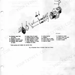 John Deere 400, 400 Hydrostatic exploded view of Kohler engine cylinder head, valves, and breather assembly components.