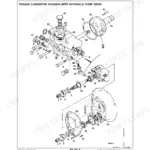 John Deere 4400, 4500 Telescopic Handlers exploded view of torque converter housing with hydraulic pump drive components.