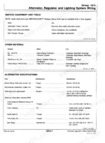 John Deere 444D, 544D, 644D alternator service tools, materials, and torque specifications table for Delco-Remy and Motorola units.