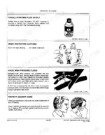 john-deere-444d-544d-644d-loader-technical-manual-tm-1341-specs-16.webp John Deere 444D, 544D, 644D safety manual page covering starting fluid, protective clothing, high-pressure fluid, and noise.