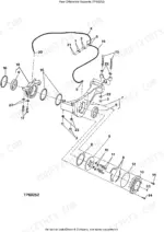 John Deere 444H, 544H, TC44H, TC54H exploded view diagram of rear differential supports and mounting components.