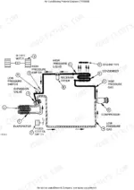 John Deere 444H, 544H, TC44H, TC54H pictorial diagram of air conditioning system components and refrigerant flow.