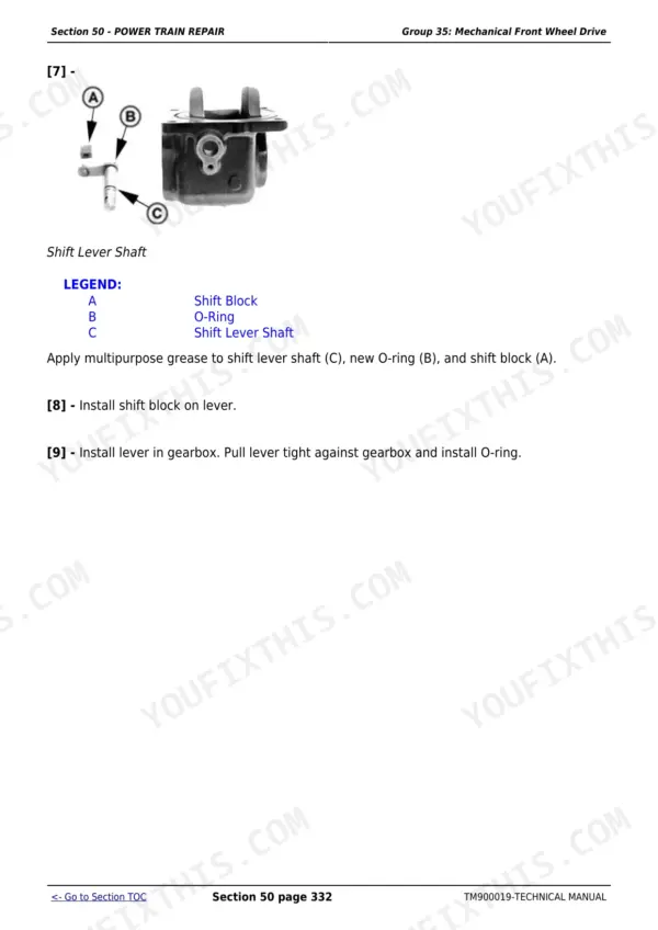John Deere 5045 repair manual - Power Train Repair, Section 50 - POWER TRAIN REPAIR