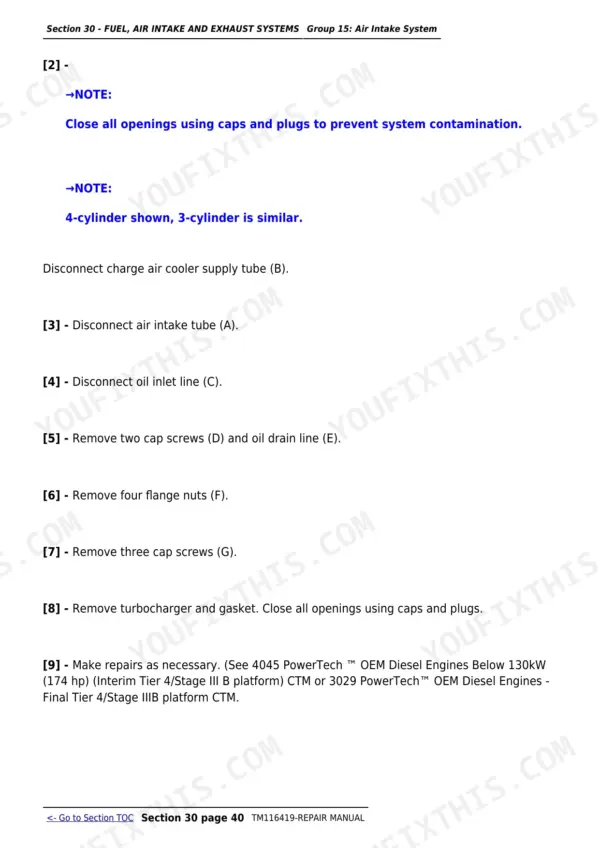 John Deere 5075M repair manual - Fuel, Air Intake And Exhaust Systems (Section 30), Section 30 - FUEL, AIR INTAKE AND EXHAUST SYSTEMS Group 15: Air