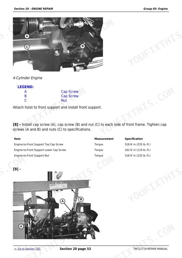 John Deere 5083E repair manual - Engine Repair, Section 20 - ENGINE REPAIR