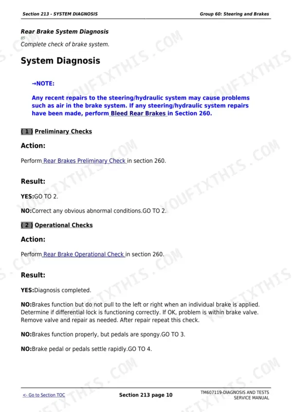 John Deere 5093E TM607119 - System Diagnosis, Section 213