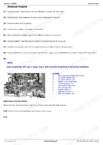 john-deere-5085e-to-5100e-tractors-repair-manual-tm134519-procedures-90.webp John Deere 5085E, 5090E, 5090EL, 5100E, 5100E (FT4) Tractors engine removal procedure and hydraulic line component diagram.