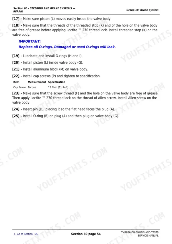 John Deere 5215 diagnostic technical manual - Steering and Brake Systems (Repair), Section 60 - STEERING AND BRAKE SYSTEMS —