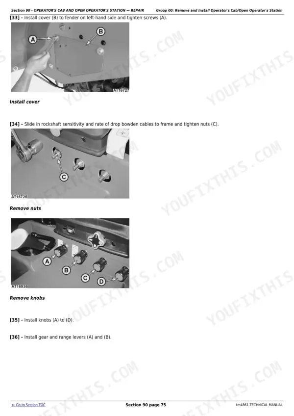 John Deere 5215F/V technical repair manual - Operator's Cab and Open Station, Section 90 - OPERATOR'S CAB AND OPEN OPERATOR'S STATION — REPAIR