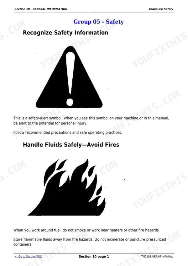 John Deere 5325N, 5425N, 5525N safety information at the start of the general information section.