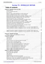 John Deere 5325N, 5425N, 5525N hydraulic repair section contents including pump and filter groups.