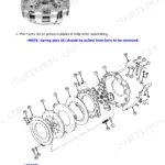 John Deere 5403, 5600, 5603, 5605, 5700, 5705 Carraro clutch assembly disassembly and exploded view diagram.