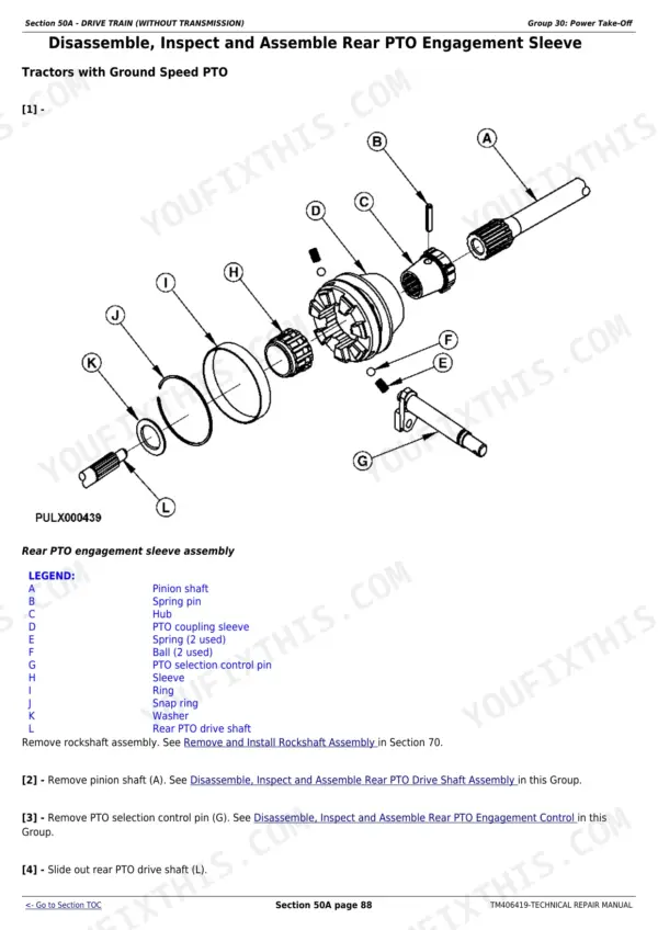 John Deere 5075G repair manual - Drive Train (Without Transmission) (Section 50A), Section 50A - DRIVE TRAIN (WITHOUT TRANSMISSION)
