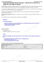 John Deere 6105E, 6120E, 6135E engine oil and filter service interval specifications and maintenance requirements table.
