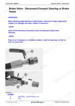 john-deere-6105r-6115r-6125r-6130r-repair-manual-brakes-1123.webp John Deere 6105R, 6115R, 6125R, 6130R brake valve service with steering and brake hose disconnect procedure.