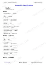 john-deere-6110e-to-6615-tractor-repair-manual-tm800419-specs-29.webp John Deere 6110E, 6125E, 6415, 6615, 6615 Classic engine specifications table for 4045H and 6068T engine models.