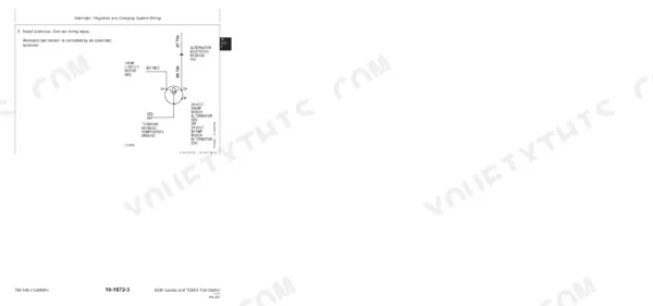 John Deere 624H, TC62H alternator and charging system wiring diagram showing Bosch alternator connections.