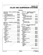 john-deere-644c-646c-technical-manual-tm-1229-axles-and-suspension-systems-47-1.webp Axles and Suspension Systems section contents, listing the removal, differential, drive shaft and axle shaft groups