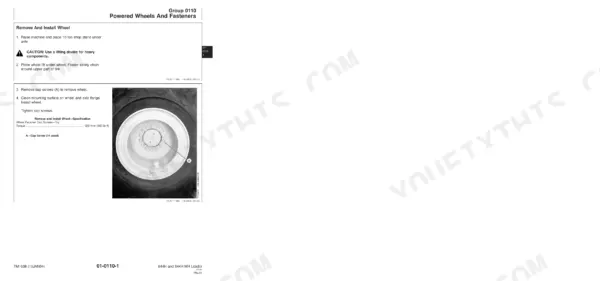 John Deere 644H, 644H MH wheel removal and installation procedure, torque specs, and cap screw diagram.