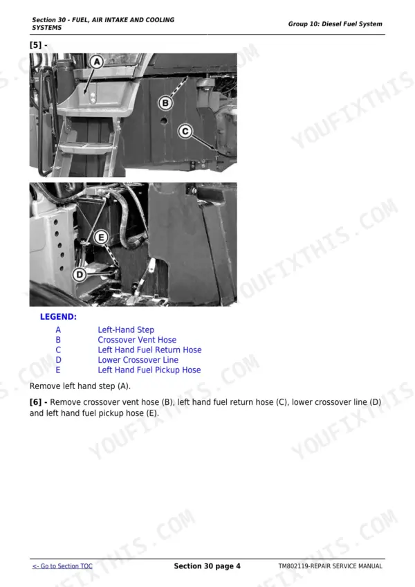 John Deere 7185J–7225J Repair Manual — diesel fuel system service, p. 90