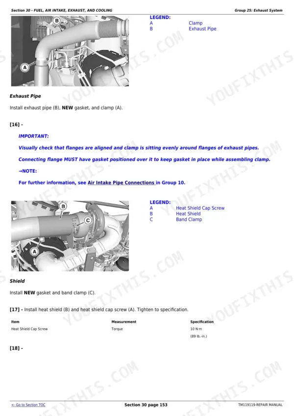 John Deere 8245R repair manual - Fuel, Air, Exhaust and Cooling, Section 30 - FUEL, AIR INTAKE, EXHAUST, AND COOLING