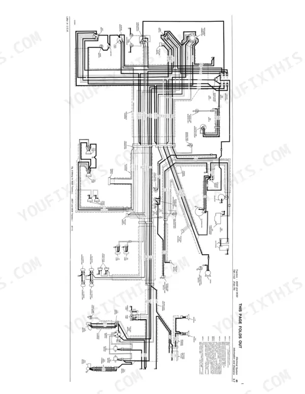 John Deere 8430, 8630 electrical system wiring diagram showing starter, alternator, lighting, and instrument harness.
