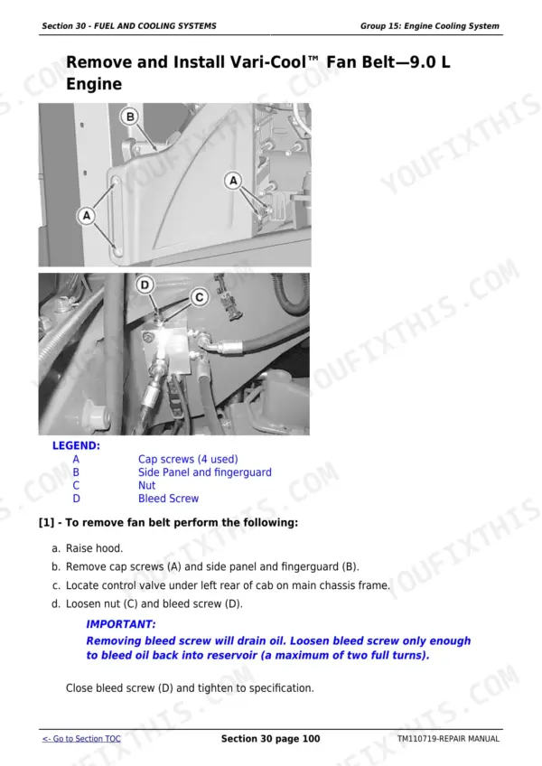 John Deere 9360R repair manual - Fuel and Cooling Systems (Section 30), Section 30 - FUEL AND COOLING SYSTEMS