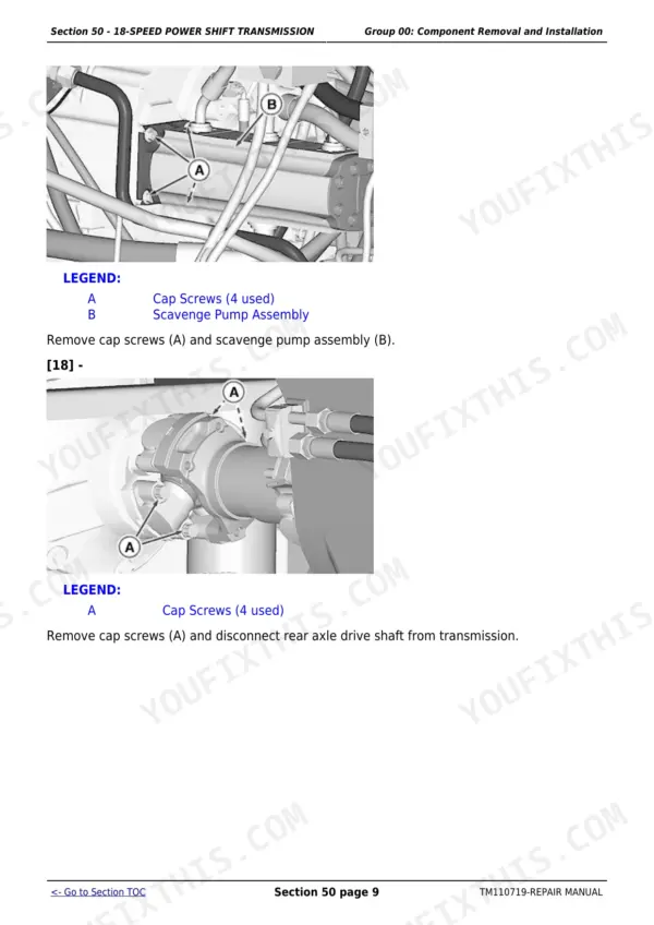 John Deere 9360R repair manual - Speed Power Shift Transmission (Section 50), Section 50 - 18-SPEED POWER SHIFT TRANSMISSION