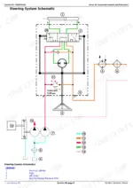 john-deere-agriculture-3032e-3036e-3038e-compact-utility-tractors-technical-manual-tm100619-hydraulic-649.webp John Deere 3032E, 3036E, 3038E steering system hydraulic schematic showing cylinder, control valve, pump, and pressure relief valve.