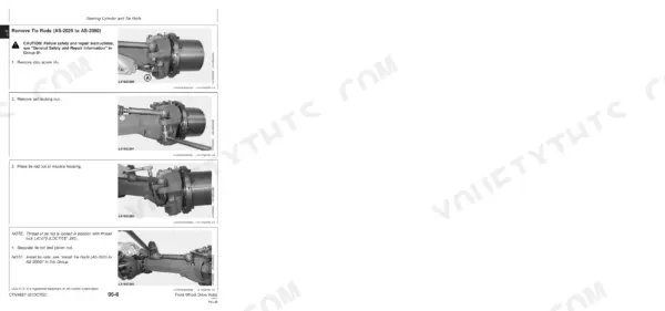 John Deere AS-2025, AS-2035, AS-2035N, AS-2045, AS-2060, MS-2025, MS-2035, MS-2045 tie rod removal and separation procedure.