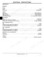 john-deere-d100-to-d170-tractor-technical-manual-tm113219-wiring-120.webp John Deere D100, D110, D120, D130, D140, D150, D160, D170 electrical specifications table for battery, ignition, starter, and PTO.