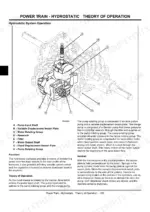 john-deere-g100-g110-garden-tractors-technical-manual-tm2020-system-diagram-194.webp John Deere G100, G110 hydrostatic transaxle system diagram showing pump and motor rotating groups with component labels.