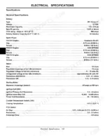 john-deere-gx255-to-gx345-garden-tractors-technical-manual-tm1973-wiring-196.webp John Deere GX255, GX325, GX335, GX345 electrical specifications table for battery, spark plugs, stator, and PTO clutch.
