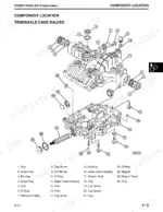 john-deere-gx355-lawn-and-garden-tractors-technical-manual-tm1974-exploded-view-223.webp John Deere GX355, Lawn and Garden Tractors: Exploded view of K71A hydrostatic transaxle case halves and components.