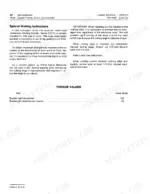 john-deere-jd500-c-loader-backhoe-technical-manual-tm-1038-hydraulic-409.webp John Deere JD500-C manual page showing special welding instructions for loader buckets and a torque values table for bucket components.