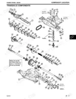 john-deere-lt133-lt155-lt166-lawn-tractors-technical-manual-tm1695-exploded-view-289.webp John Deere LT133, LT155, LT166 exploded view diagram of transaxle components, gears, shafts, and housing assembly.