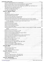 john-deere-w540-w660-t550-t670-c670-repair-manual-tm402619-electrical-system-122.webp Contents page of the John Deere combine electrical section, listing cab and HID lighting procedures.