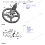 John Deere X330, X350, X354, X370, X380, X384, X390, X394 engine repair specs, camshaft and crankshaft component diagrams.
