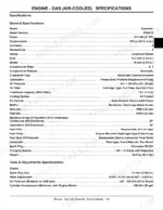 john-deere-x465-to-x585-garden-tractors-technical-manual-tm2023-specs-27.webp John Deere X465, X475, X485, X575, X585 Kawasaki FH641D air-cooled engine general and adjustment specifications table.