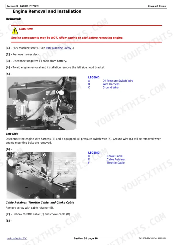 John Deere X500 technical repair manual - Engine (FH721V) (Section 30), Section 30 - ENGINE (FH721V)
