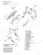 kawasaki-mule-1000-utility-vehicle-service-manual-exploded-view-50.webp Kawasaki MULE 1000, KAF450-B1 exploded view of engine top end, cylinder head, camshaft, valves, and chain components.