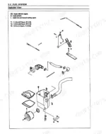 kawasaki-mule-to-2520-utility-vehicle-service-manual-99924-1163-02-exploded-view-27.webp Kawasaki Mule 2500, 2510, 2520 (KAF620): Exploded view of fuel system, air cleaner assembly, and throttle linkage components.