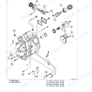 Kawasaki Mule 3000, 3010, 3020 (KAF620) engine bottom end exploded view