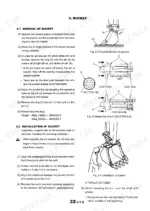 Kobelco SK30SR-2, SK35SR-2 bucket removal and installation procedure with pin and dust seal assembly diagrams.