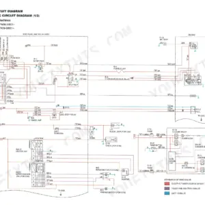 Kobelco SK30SR-2, SK35SR-2 electric circuit diagram showing battery, starter motor, fuse box, and cab electrical components.