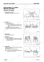 komatsu-pc75uu-2-crawler-excavator-shop-manual-sebm001302-exploded-view-258.webp Komatsu PC75UU-2 swing motor LMF40AB-2 disassembly procedure, including end cover, brake spring, valve plate, and piston removal.