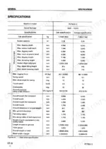komatsu-pc75uu-2-crawler-excavator-shop-manual-sebm001302-specs-24.webp Komatsu PC75UU-2 technical specifications table including performance, working ranges, and machine dimensions.